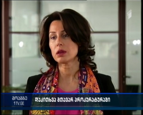 Journalist Eka Mishveladze being questioned