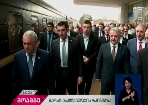 Economic Minister inspecting construction of Baku-Tbilisi-Karsi railway line