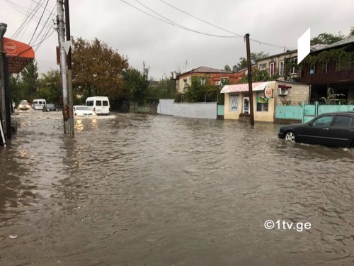 Water leaking into basement after heavy rain in Imereti region 