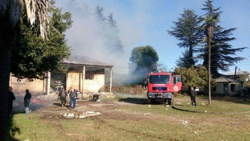 Cotton factory on fire in Tsalenjikha
